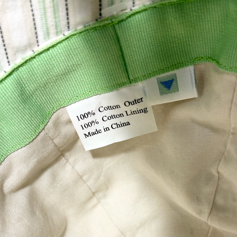 Anthro Hat Attack Green Stripe Cotton Cloche Hat w/ Suede Buckle - Picture 8 of 10